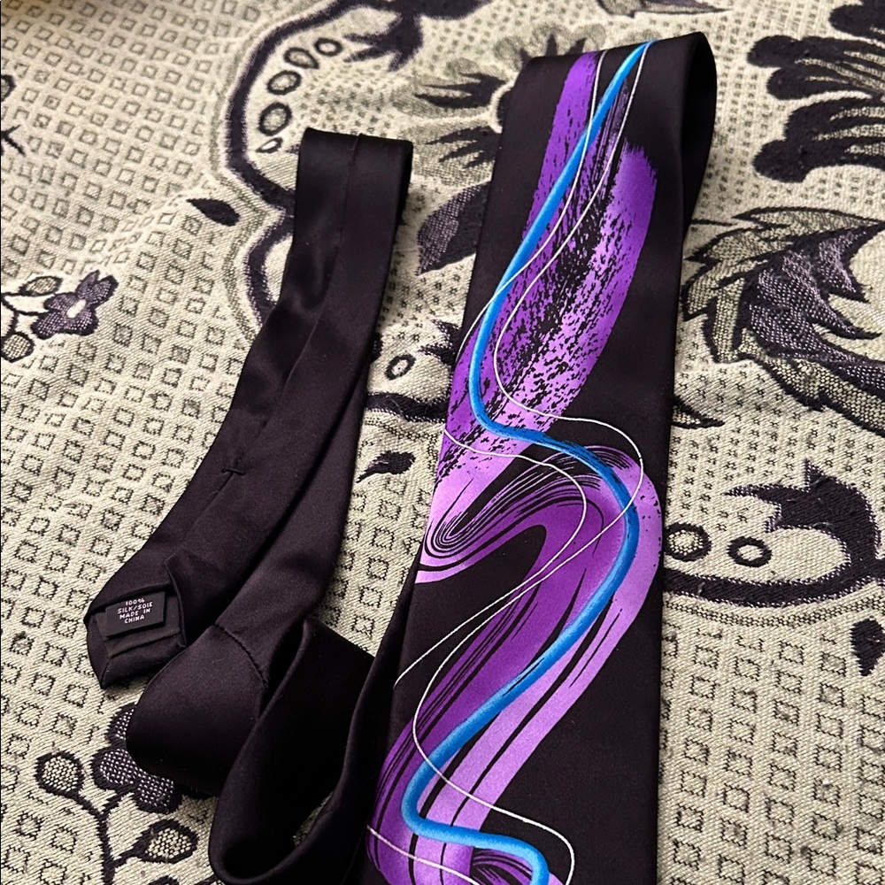 J Garcia Liquid Torso Stylish Black and Purple Tie